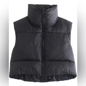 Cropped Black Puffer Vest